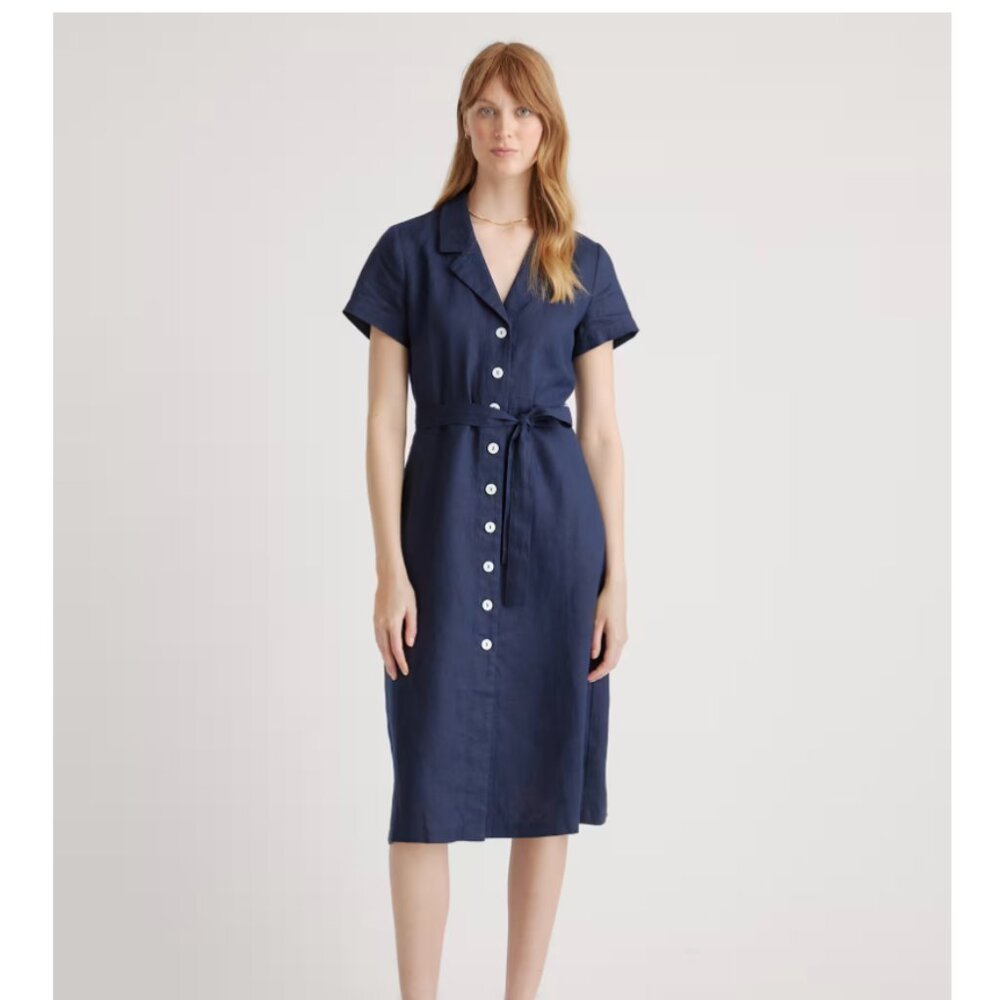 Quince | NWT | 100% European Linen Button Front Dress | Small